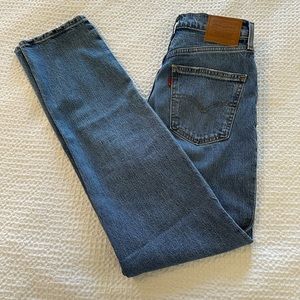 Levi’s high waist slim straight jeans. Medium wash. Worn once.